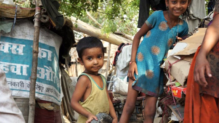 "Curious children in Uttar Pradesh, India" 