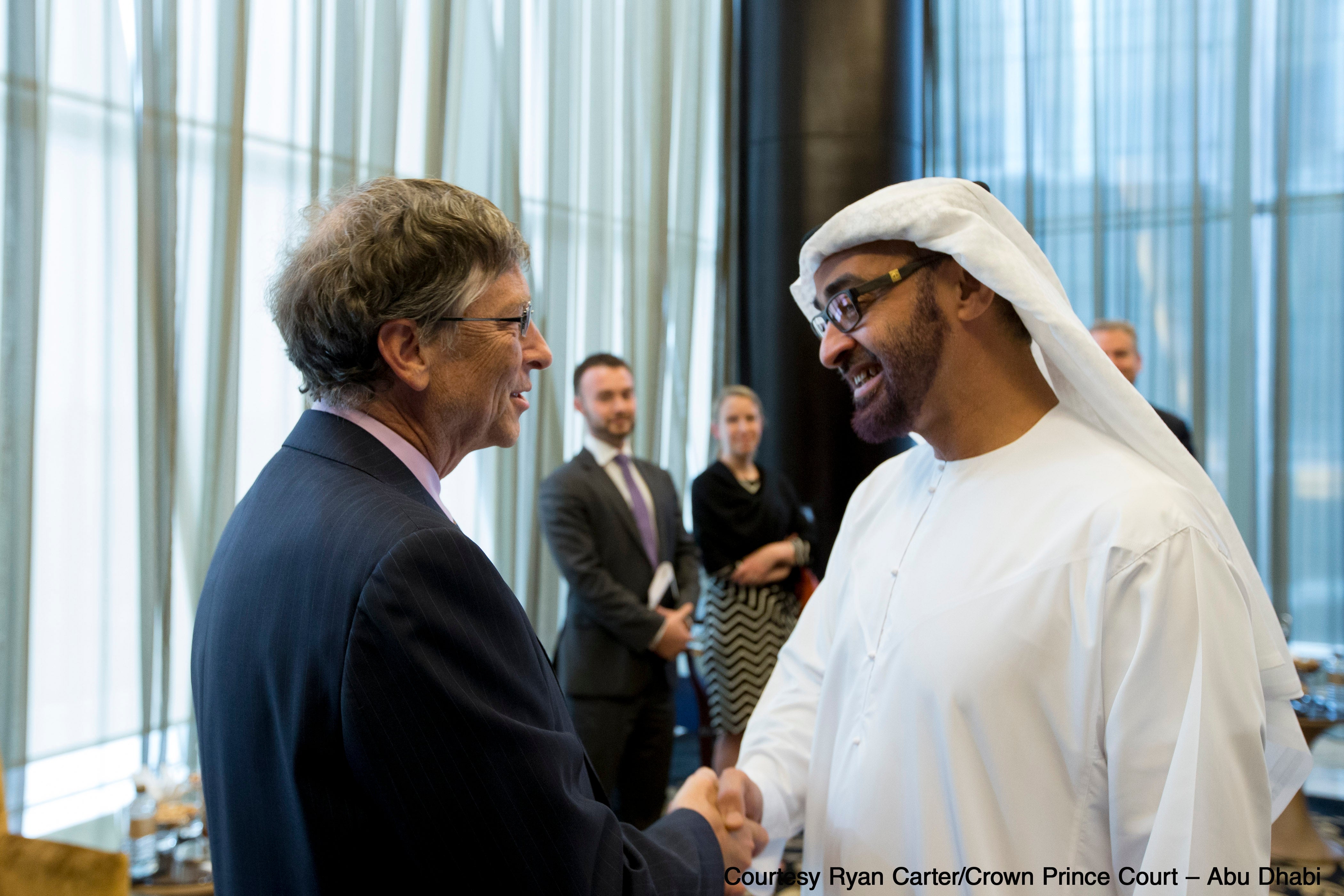 "Bill Gates and His Highness General Sheikh Mohamed bin Zayed Al Nahyan, Crown Prince of Abu Dhabi, at the Global Vaccine Summit" 