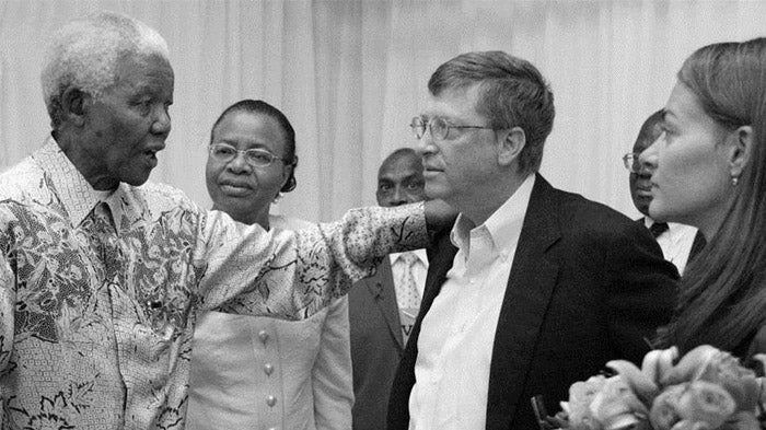 "Bill and Melinda Gates Meet with Nelson Mandela (B&W)" 