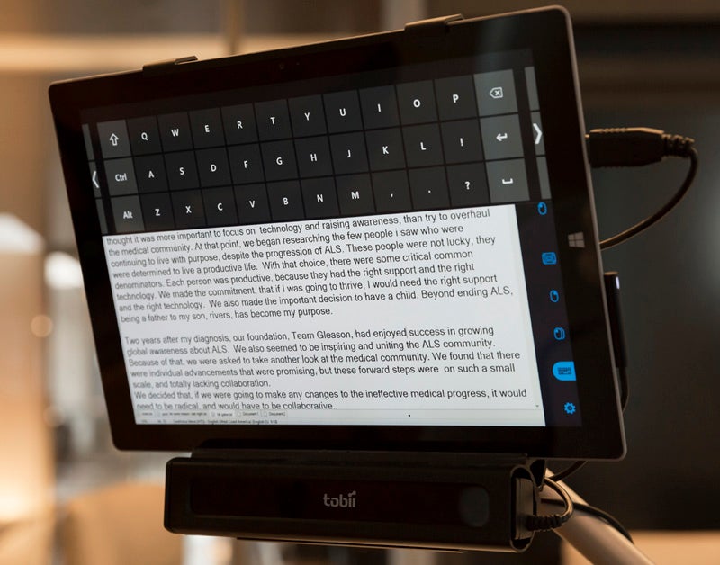 "Steve Gleason's Microsoft Surface tablet used as a speech synthesizer | GatesNotes.com The Blog of Bill Gates" 