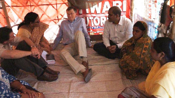 "Bill Gates with aid workers in Uttar Pradesh, India" 